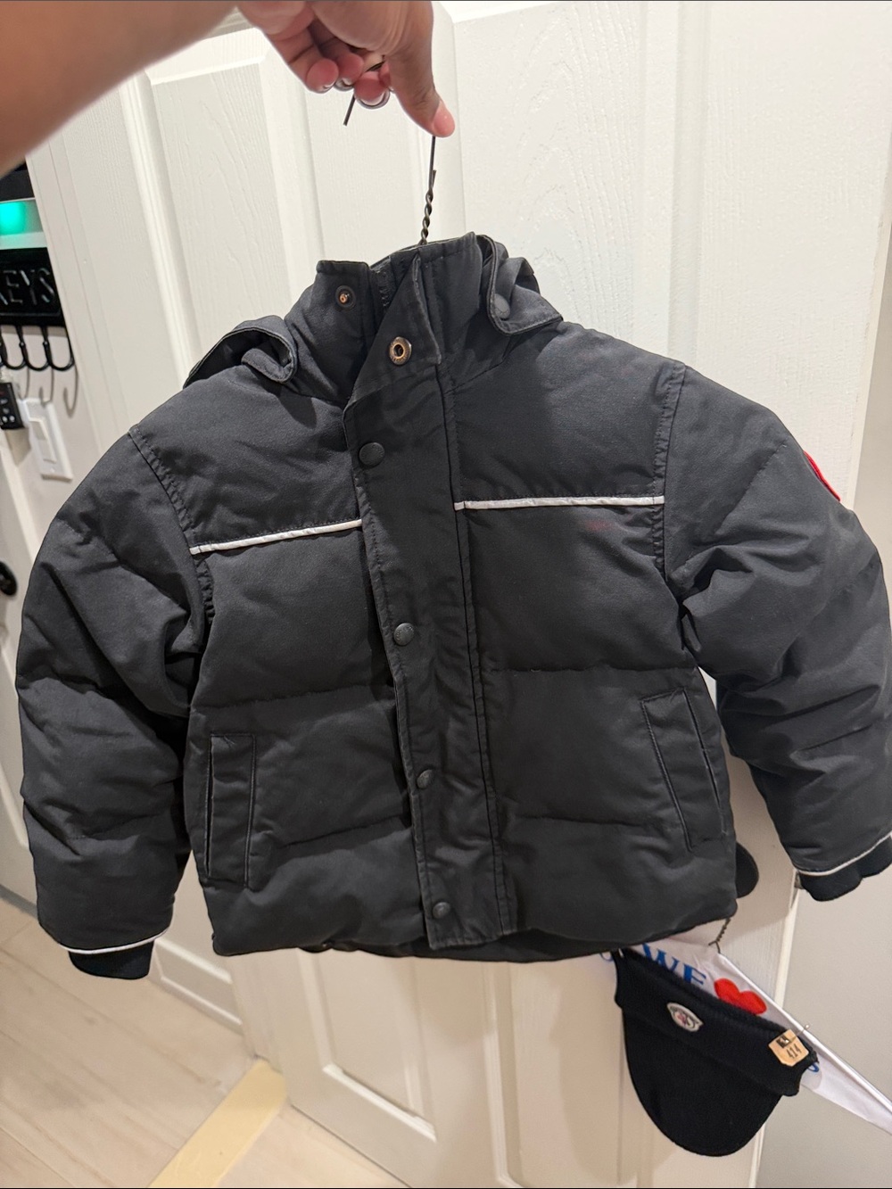 Canada Goose Kids Black Puffer Jacket with Reflective Piping